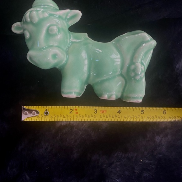 Ceramic Cow Figurine in Glossy Green - Picture 7 of 8
